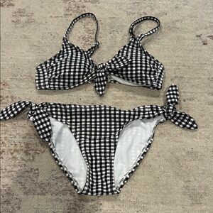 Black and White Gingham Bikini Set